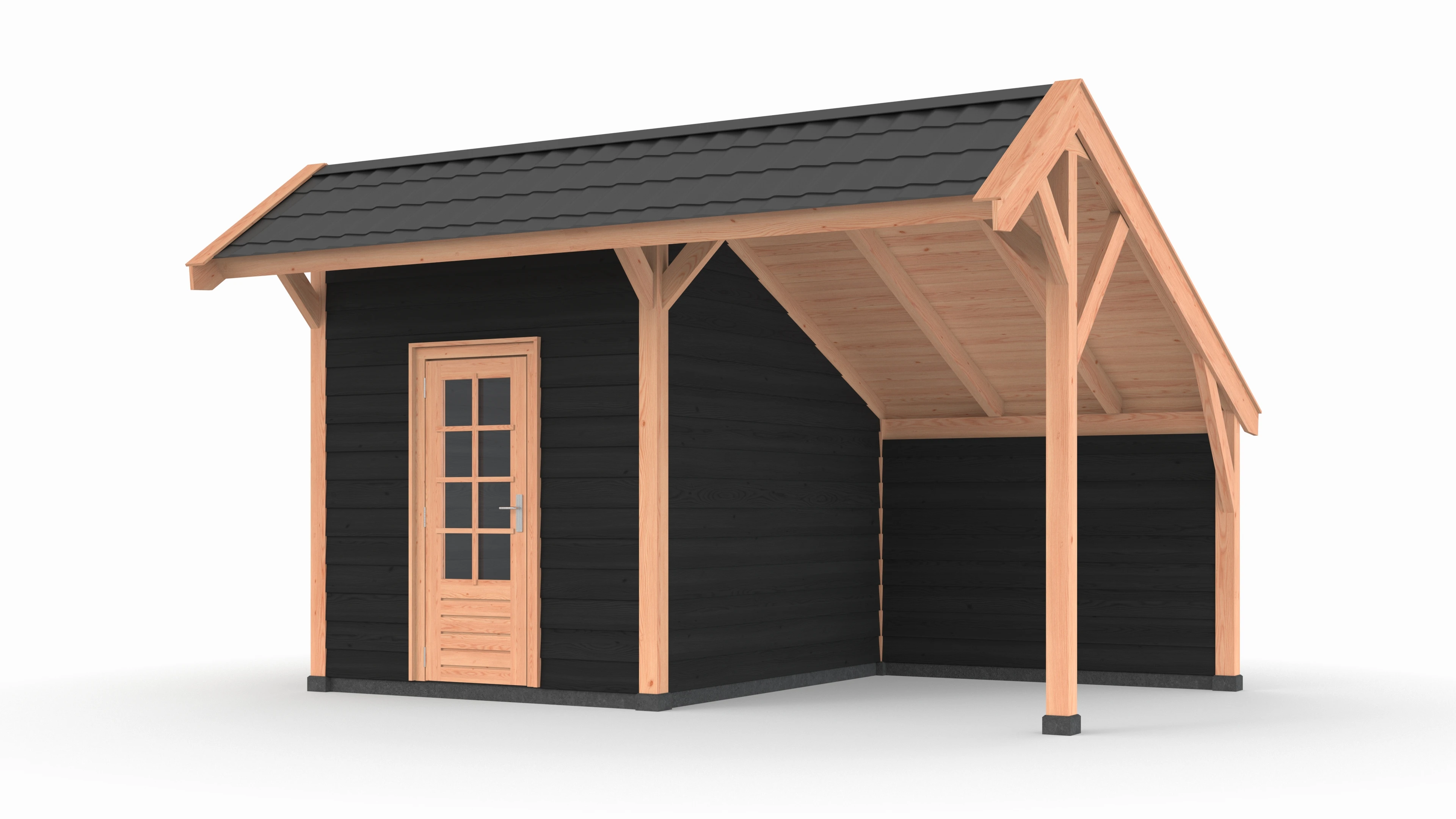 Douglas DIY kapschuur, 500 x 300, met schuur en achterwand, Westwood - Afbeelding 5